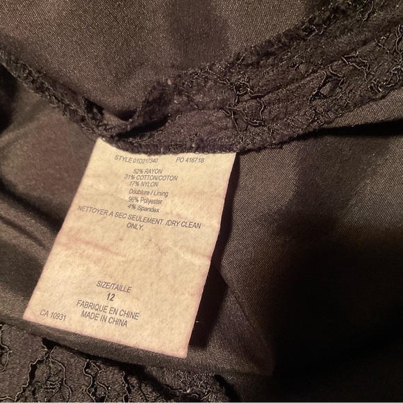 Adrianna Papell Dress Black Lace Mesh Shift Longsleeve Lined Size 12 L - Picture 7 of 10